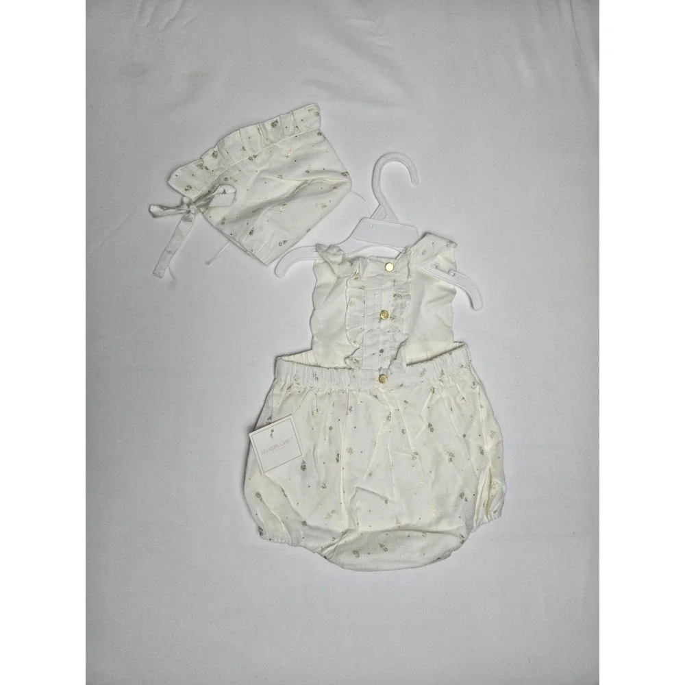 Shabby‎ Chic outfit one piece toddler baby 3-6 months NWT white gold